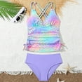 thumbnail image 2 of JUMEYU Teen Tankini Swimsuits Teen Girls Summer Holiday Bikini Sets Children Girls Swimwear Split Two Piece Swimsuit Swim Pool Beach Wear Skinny Bathing Suit Size 11-12 Years (Purple,11-12 Years), 2 of 8