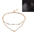 thumbnail image 3 of Collar de cadena multicapa con colgante de corazón de amor, gargantilla de dos capas, regalo para mujer (oro), 3 of 5
