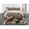thumbnail image 2 of Ambesonne Boho Floral Quilted Bedspread Set 3 Pcs, Jumble Flowery Mandala, King Size, Grey Teal Paprika Beige, 2 of 4