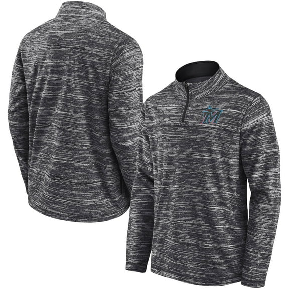 Men's Fanatics Charcoal Miami Marlins Getting Faster Space-Dye Quarter-Zip Top