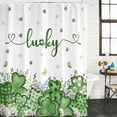 thumbnail image 2 of St Patricks Day Shower Curtain, Waterproof Shower Curtains for Bathroom, Green Love Heart Spring Butterfly Shamrock Washable Fabric Bathtub Curtain Set Bath Decor with 12 Hooks Standard 72"x72", 2 of 8