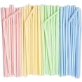 thumbnail image 1 of Zhuge Pajitas de plástico desechables flexibles para beber - 7,75" de alto - Colores surtidos a rayas [paquete de 200], 1 of 5