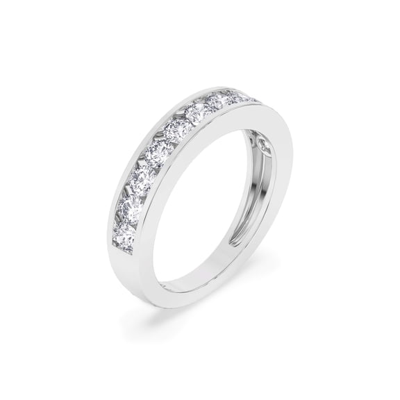 DewberryDiamonds 1.00 Cttw 14K White Gold Channel Set Round Diamond Anniversary Ring | Lab Grown IGI Certified Diamond Ring Half Eternity Wedding Band for Women (VS/F-G) Size 7