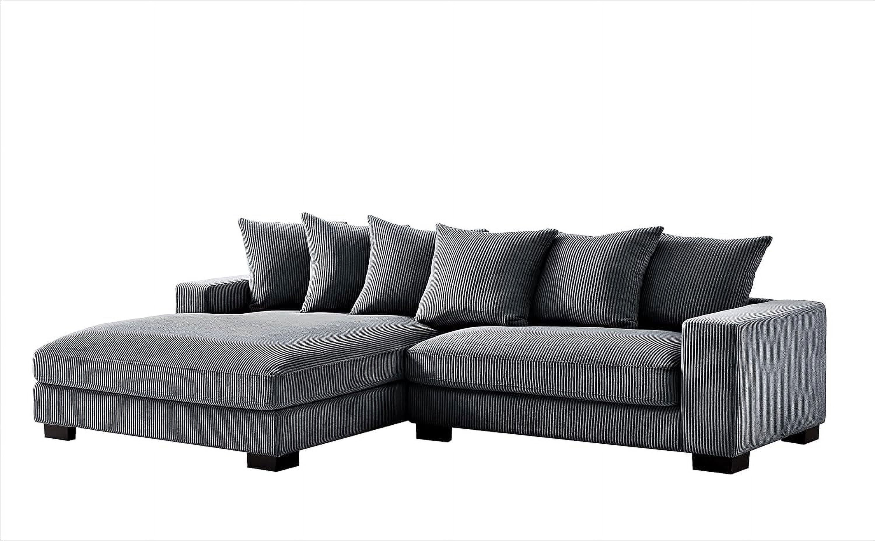 US Pride Furniture 2 Pieces Modern  Corduroy Fabric L Shaped Sectional Sofa Set Facing Right, Ivory