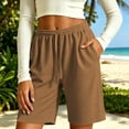 thumbnail image 6 of CQONEPT Women's Oversize Bermuda Shorts Drawstring Casual Loose Elastic Waist Summer Running Athletic Gym Yoga Shorts with Pockets Coffee XXXXXL, 6 of 6