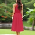 thumbnail image 3 of Women’s Halter Neck A-Line Midi Dress Sleeveless Tie Waist Casual Summer Vacation Dress, 3 of 7