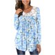 thumbnail image 1 of Tops de Mujer Blusa Casual Elegante Camisas de Manga Larga Otoño Túnica Estampada Suelta Panel de Encaje Plisado Odeerbi ODB170962, 1 of 8
