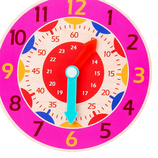 Ninos Montessori Reloj de madera Juguete Hora Minuto Segundo Reloj Rosa roja Likrtyny juguetes de los ninos Bodega Aurrera en linea