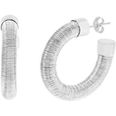 Lesa Michele Textured Half Hoop Earrings in Sterling Silver