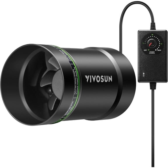 VIVOSUN 4” Inline Booster Duct Fan with Speed Regulator, 130 CFM Quiet Exhaust Fan for HVAC Ventilation in Grow Tents, Basements, Bathrooms, Kitchens, and Attics