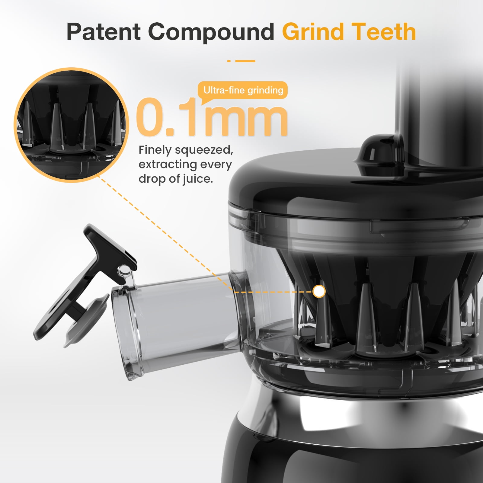 Pyukix Masticating Juicer for Fruits and Vegetables, Powerful Small Juicer Extractor Machine Compact