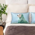 thumbnail image 2 of KLL Dog Wrapped in Towel Pattern Silk Pillowcase for Hair and Skin Standard Size 20"X 30" Soft Breathable Pillow Covers for Sleeping, 2 of 7