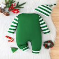 thumbnail image 6 of HNMKIU Children Christmas Jumpsuit Print Baby Romper And Hat 2 Piece Long Sleeve Striped Jumpsuit For Girls Boys Soft Outfit With Letter Design For Holiday Photoshoot Multicolour - 6-9 Months, 6 of 9