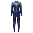 thumbnail image 3 of YONGHS Women Gymnastics Leotard Unitard Shiny Rhinestone Full Length Figure Ice Skating Jumpsuit Navy Blue XXL, 3 of 7
