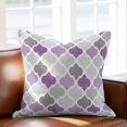 thumbnail image 2 of Geometric Morocco Throw Pillow Cover Quatrefoil Lattice Purple Grey Cotton Linen Cushion Cover Throw Pillow Case with Invisible Zipper for Couch Sofa Bed Chair Car 16x16 Inch, 2 of 14