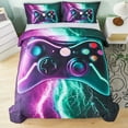 thumbnail image 5 of PERFEMET Twin Size Gaming Comforter Set for Boys,3-Piece 3D Green Purple Lightning Game Controller Bedding Set for Kids Teens, 5 of 7