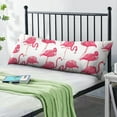 thumbnail image 2 of Long Body Pillow Cover - Soft & Breathable, Hidden Zipper, 20"x54", Tropical Flamingo & Floral Print - Perfect Gift for Beach Lovers, Side Sleepers, Summer Home Decor, 2 of 7