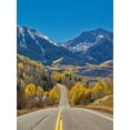 thumbnail image 2 of Eggers, Julie 19x24 Black Ornate Wood Framed with Double Matting Museum Art Print Titled - Colorado An empty Colorado highway 145 in midday surrounded by fall color near Telluride-Colorado, 2 of 4