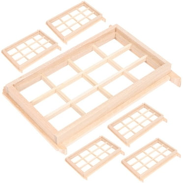 6 Pcs Doll House Window Wood Decor Models Dollhouse 1/12 Silvanian Familiy Miniature Wooden