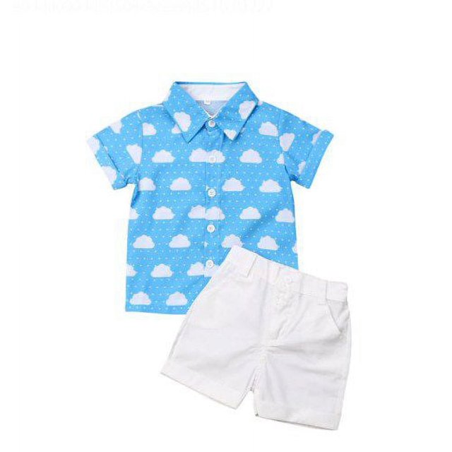 Kids Baby Boy Gentleman Elephant Tops Shorts Outfits Set Summer