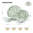 thumbnail image 2 of KINGSTONE 16-Piece Green Floral Porcelain Dinnerware Set, Service for 4, Microwave & Dishwasher Safe, 2 of 10