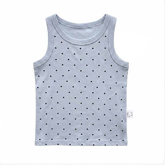 Girls Polka Dot Sleeveless Tank Top Summer Basic Crew Neck Vest Soft Breathable Dot Print Casual Tee Shirts for Outdoor Picnic Daily Wear(Light Blue,15-16 Years)