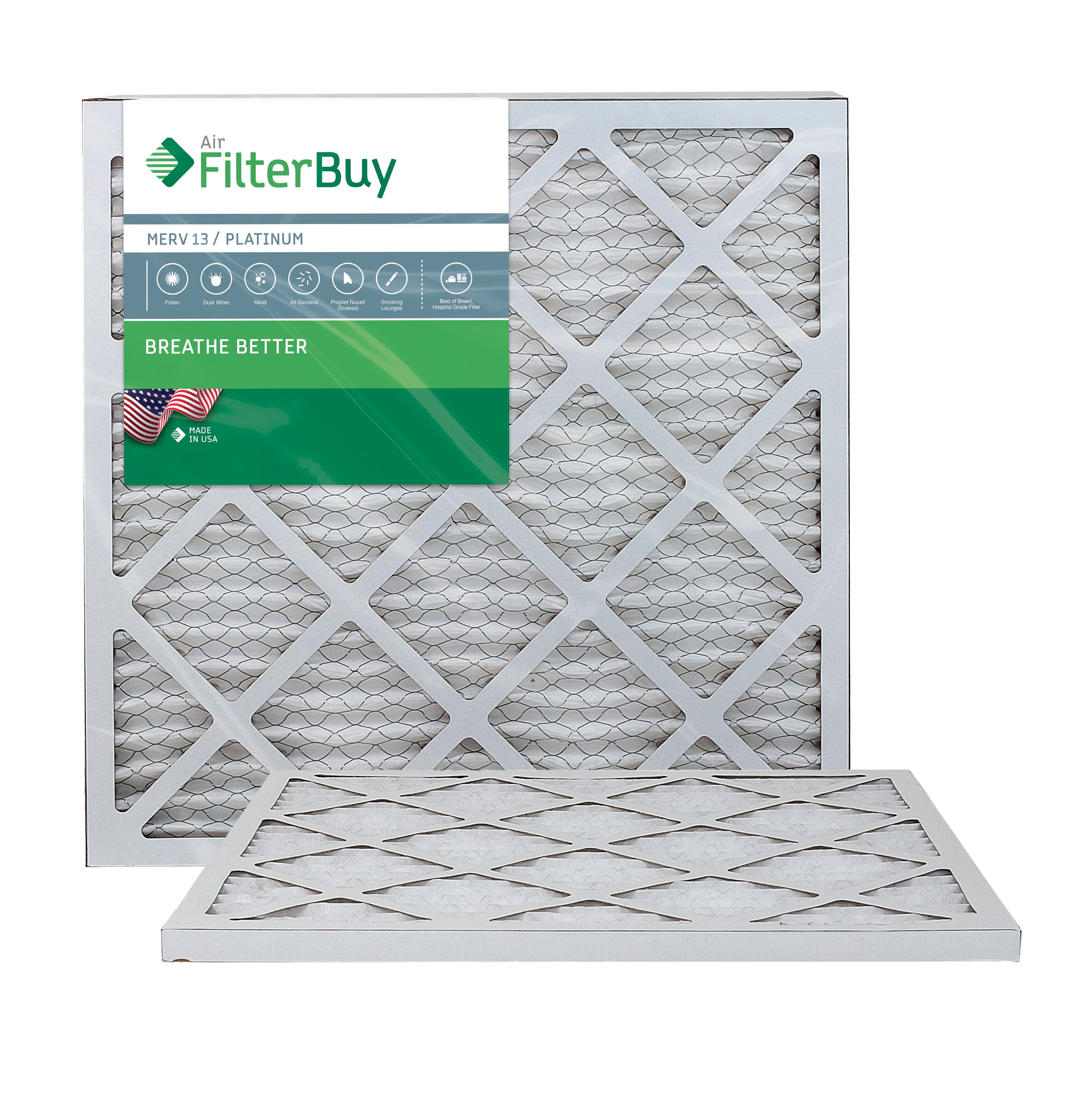 18x25x1 Merv 13 Pleated AC Furnace Air Filters 6 Pack