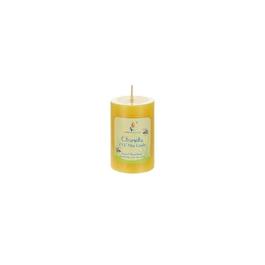 Mega Candles 1 pcs Citronella Round Pillar Candle | Hand Poured Wax Candles 2" x 3" | For Outdoor Camping BBQ Party Usage | Excellent in Repelling Insects and Bugs