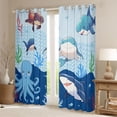 thumbnail image 2 of Erosebridal Marine Shark Black Out Curtains for Kids, Blue Octopus Coral Curtains Pack of 2 (42x63 Each), 2 of 6