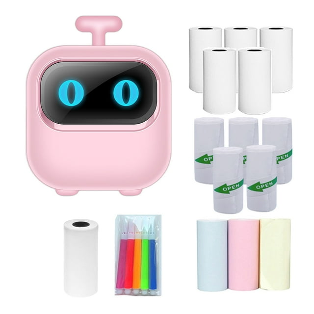 Riwcyla Pocket Printer Portable Thermal Instant Photo Printing Label Maker Machine BT Wireless Connect Compatible with Android or iOS APP Support Receipt Label Memo Sticker Notes Lists Scrapbook D