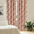 thumbnail image 2 of Ambesonne Cupcake Window Curtains, Dessert Theme with Frosting, Each 28" W x 95" L, Fuchsia Yellow Brown, 2 of 4