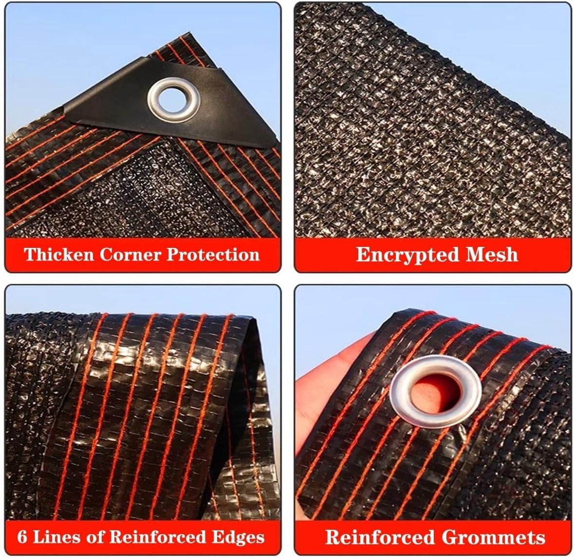 Black 90% Shade Cloth,6.5x6.5 FT Tear Resistant Sun Shade Net with Reinforced Grommet,Durable Garden Shade Tarp Cover for Greenhouse,Plant Cover, Chicken Coop,Patio and Pergola