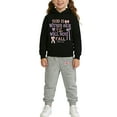 thumbnail image 2 of Bobifish Girls Outfit Set Stylish Letter Print Hoodie And Jogger Long Sleeve Cozy Tracksuit Kids Daily Casual Sweatsuit Sizes 3-14, 2 of 4