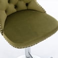 thumbnail image 4 of Adjustable 25 - 33 Inch Height Olive - Green Velvet Bar Stools / Good for Dining Room Seating, 4 of 7