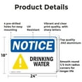 thumbnail image 2 of (2 Pack) Drinking Water OSHA Notice Sign 24 Inch X 18 Inch Indoor / Outdoor Rust-Free Aluminum Metal Signs for Workplace, Workshop, and Construction Site, Made in the USA, 2 of 8