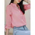 thumbnail image 3 of ZANZEA Women Striped Shirts 3/4 Sleeve Button Blouse Casual Loose Office Tops, 3 of 7