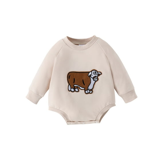 Bagilaanoe Newborn Baby Girl Boy Oversized Romper Sweatshirt Long Sleeve Bodysuits Embroidery Pullover 3M 6M 12M 18M Infant Casual Tee Tops