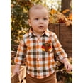 thumbnail image 5 of Cenuakty Toddler Boy Thanksgiving Shirt Adorable Long Sleeve Button Down Plaid Tops, 5 of 8