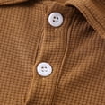 thumbnail image 4 of Fdqin Boys Summer Clothes 4 Pcs Button Down Waffle Texture Short Sleeve Shirt and Shorts Sets Beach Vacation Outfit Brown Black 3-4 Years, 4 of 7