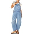 thumbnail image 2 of LANGWYQU Sleeveless Denim Bib Pants Women Casual Straight Jeans Jumpsuit, 2 of 5