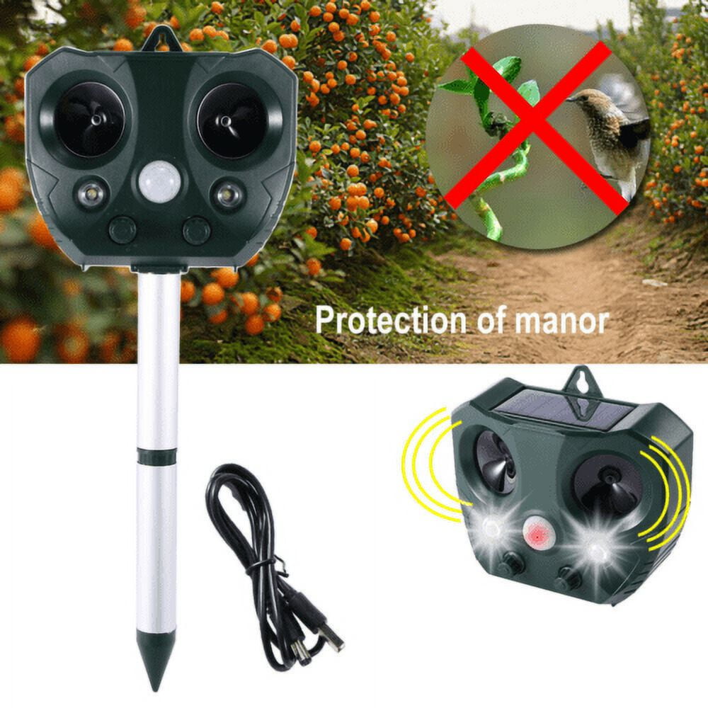JLLOM Animal Repeller Ultrasonic Solar Power Bird Dog Cat Skunk Deer Raccoon Repellent