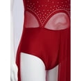 thumbnail image 5 of YiZYiF Girls Lyrical Dance Costume Keyhole Back Sleeveless Rhinestones Split Dress Dancewear Burgundy 10, 5 of 7