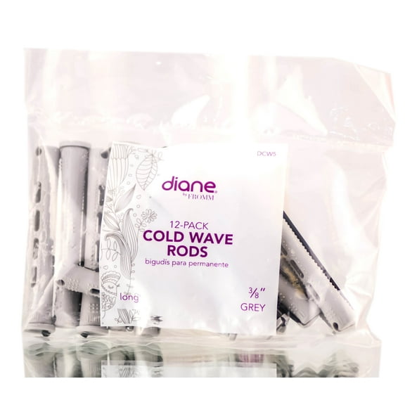 3/8" / 12 Pack , Diane Cold Grey Wave Rods , Hair Scalp - Pack of 2 w/ SLEEKSHOP Teasing Comb