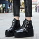thumbnail image 4 of 1 par de botas de tubo corto para mujer Botas de tacón grueso Botas retro de punta redonda para mujer, 4 of 6