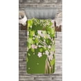 thumbnail image 3 of Ambesonne Tree Quilted Bedspread Set 2 Pcs, Blossoming Petals Florets, Twin Size, Fern Green Pale Pink, 3 of 3