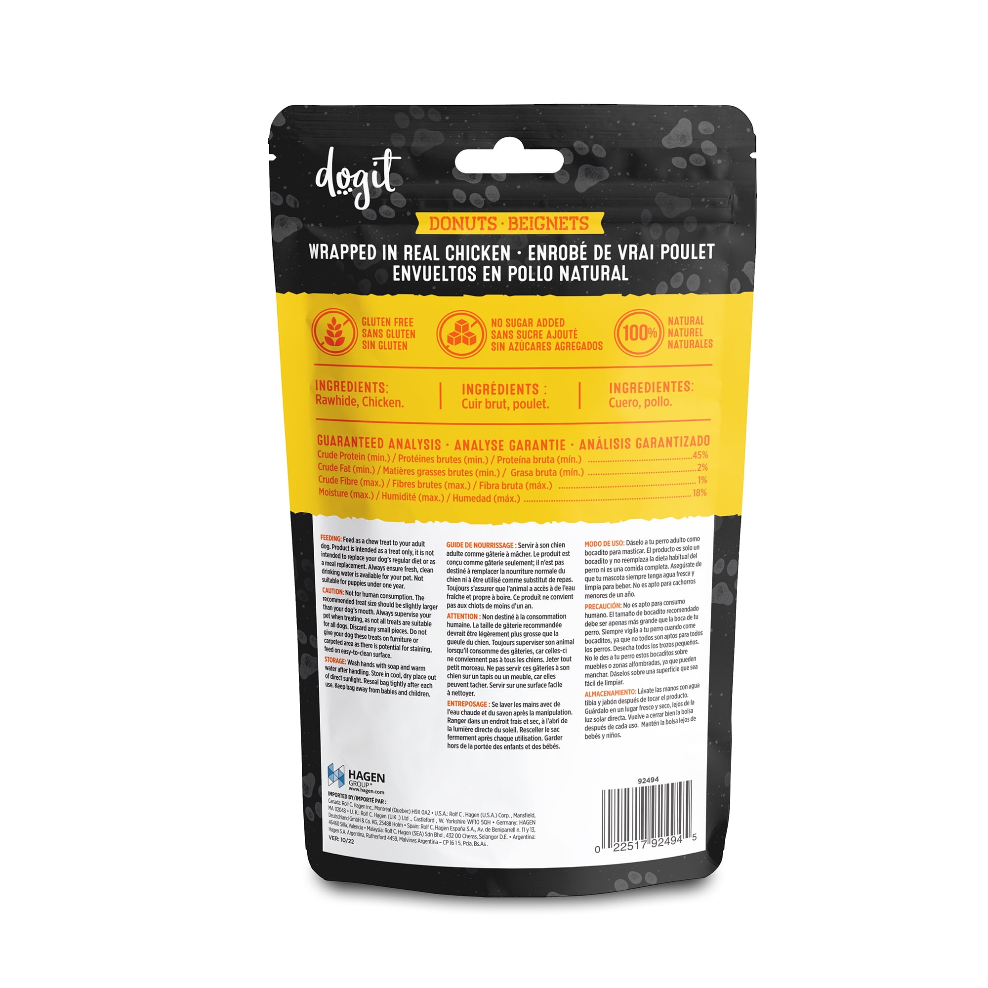 Dogit SnackBar Rawhide Dog Chews Chicken-Wrapped Donuts (3") Small