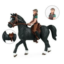 Animal Figure Collectibles Miniature Riding Figurine Detachable Ornaments Horse with Horse Figure for Kids Children Toddlers Multi