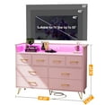 thumbnail image 2 of Commode à 8 Tiroirs avec Éclairage DEL et Station de Recharge, Coffre Moderne en Bois Noir avec Rangement Ouvert et Lumières RVB, Armoire d'Entrée Grand pour Chambre et Salon, Antique/rose/blanc/noir, 2 of 7