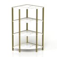 thumbnail image 4 of 4 Tier Corner Book-Shelf Stand Space Saving Storage Organizer Vintage Style Display Stand for Kitchen Bathroom Office Living Room,White+Gold, 4 of 6