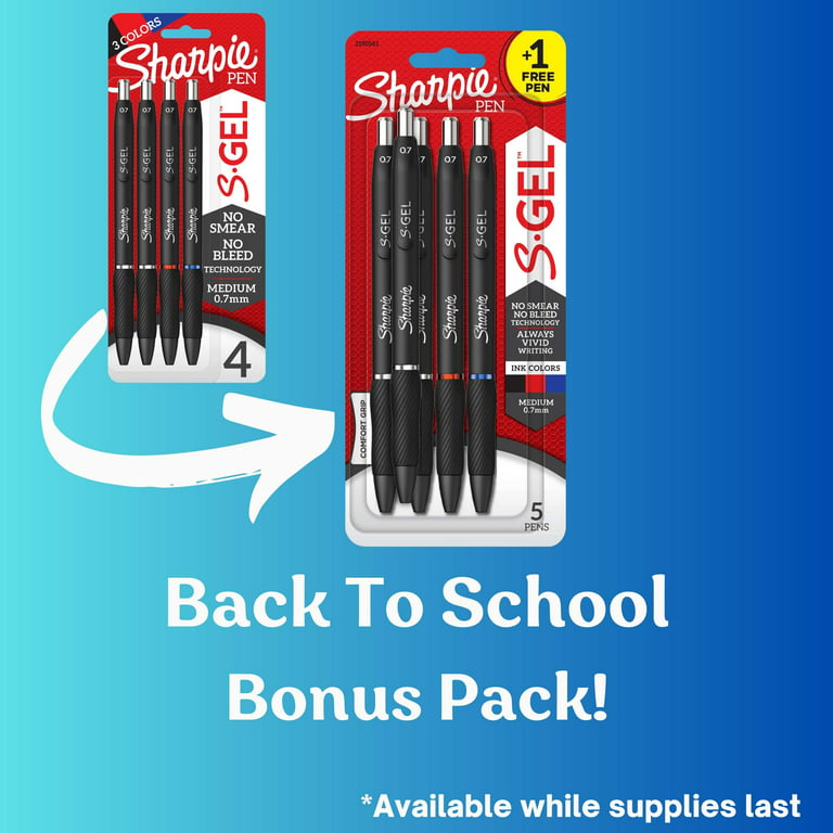 Sharpie S-Gel Pens, Sleek Metal Barrel, Medium Point, 0.7mm Tip, Blue Ink,  Pack of 2